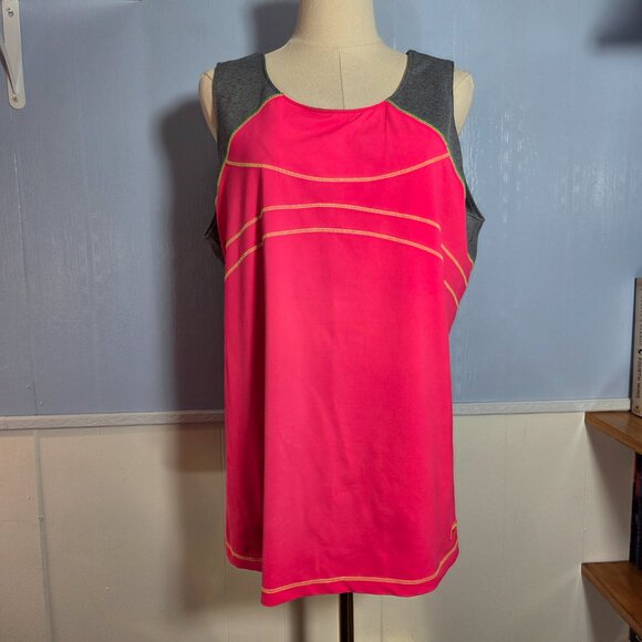 Fila XXL Bright Pink Heathered Gray Sleeveless Top Tennis Skort Summer Set - Picture 2 of 14